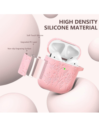 Funda de Silicona Rosa para AirPods 2/1 Gen con Flores