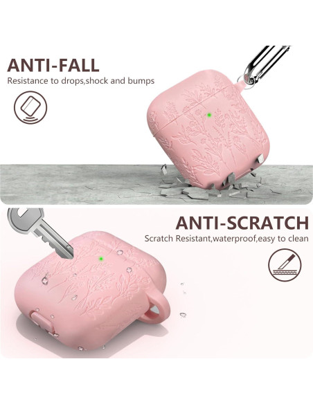 Funda de Silicona Rosa para AirPods 2/1 Gen con Flores