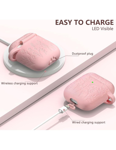 Funda de Silicona Rosa para AirPods 2/1 Gen con Flores