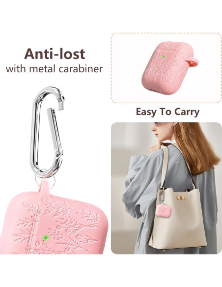 Funda de Silicona Rosa para AirPods 2/1 Gen con Flores