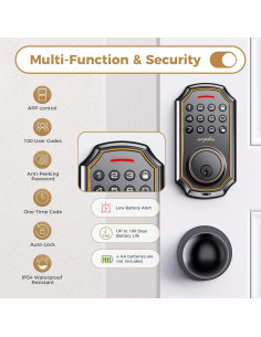 Cerradura Inteligente Arpha D180K Bronce - Control por App, 100 Códigos 2