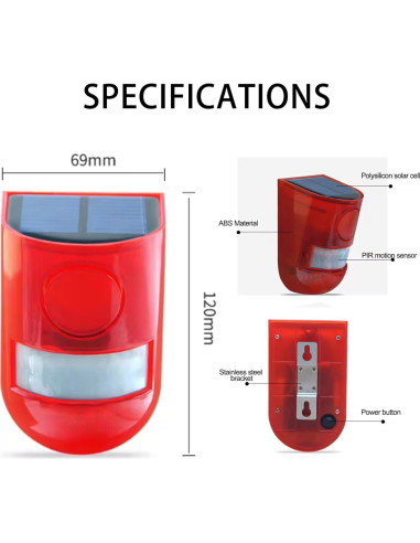 Alarma Solar QXMH con Sensor de Movimiento 110dB para Exterior