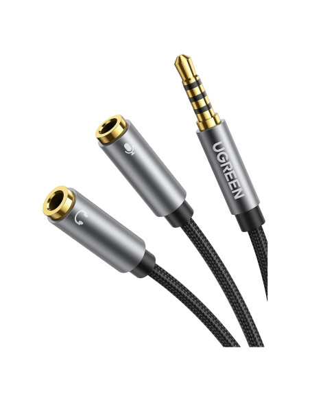 Adaptador Divisor de Auriculares UGREEN 3.5mm Macho a Doble Hembra