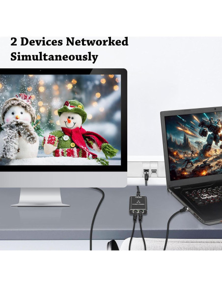 Divisor Ethernet Gigabit 1 a 2 Arceli con Cable Cat 6