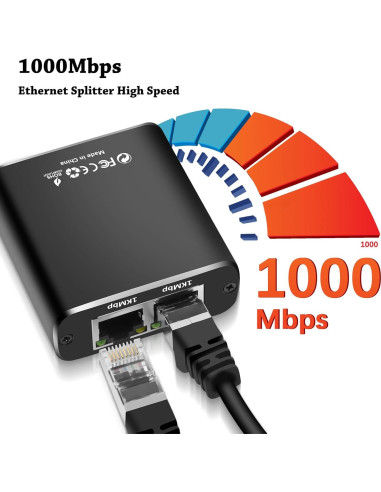Divisor Ethernet Gigabit 1 a 2 Arceli con Cable Cat 6