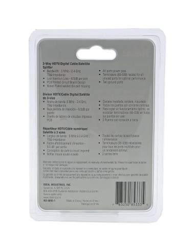 Divisor de Cable Digital 3 Vías IDEAL 85-333 2.4 GHz