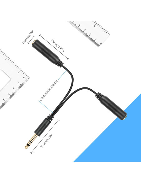 Cable Y-splitter estéreo 6.35mm SiYear 0.15m macho a 2 hembra