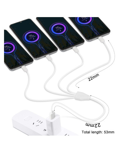 Cable Divisor USB C 4 en 1 GELRHONR 0.5M Blanco