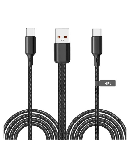 Cable USB C Dual UCEC 1.2m Cargador 2 en 1 Nylon Trenzado Cable USB C Dual UCEC 1.2m Cargador 2 en 1 Nylon Trenzado