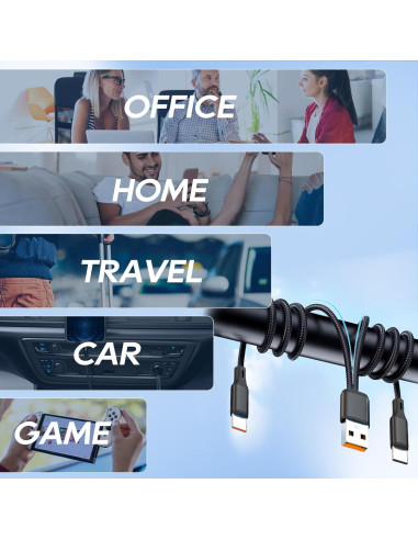 Cable USB C Dual UCEC 1.2m Cargador 2 en 1 Nylon Trenzado