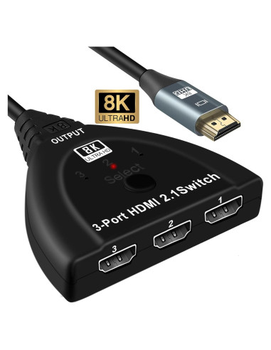 Interruptor HDMI 3 en 1 NEWCARE 8K@60Hz 4K@120Hz 48Gbps