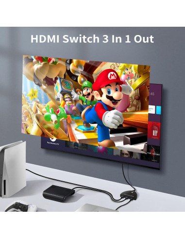Interruptor HDMI 3 en 1 NEWCARE 8K@60Hz 4K@120Hz 48Gbps