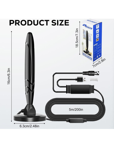 Antena Digital HDTV Interior Genérico 4K 1080P 643.74 km