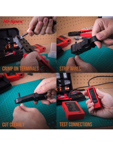 Kit de herramientas de red Hi-Spec 9 piezas para CAT5/CAT6