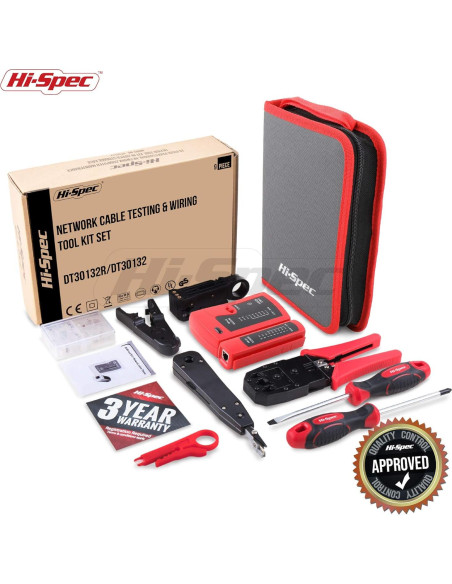 Kit de herramientas de red Hi-Spec 9 piezas para CAT5/CAT6