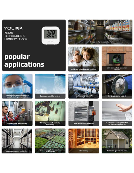 Sensor de Temperatura y Humedad YoLink YS8003-UC Digital Sensor de Temperatura y Humedad YoLink YS8003-UC Digital