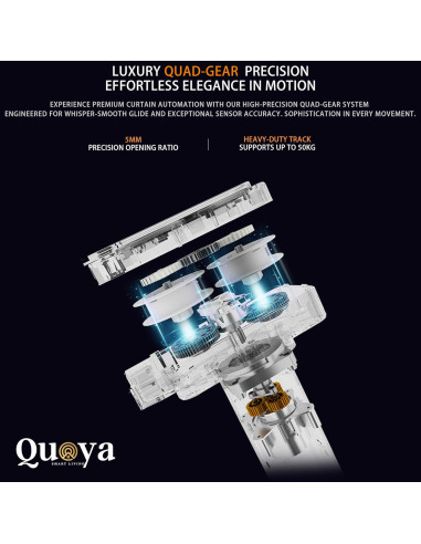 Pista de Cortina Eléctrica Quoya BL01 Ajustable 3m Control Remoto