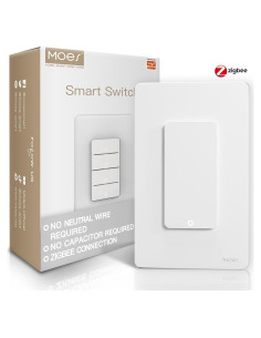 Interruptor Inteligente MOES Zigbee 1 Espacio Blanco Sin Neutro