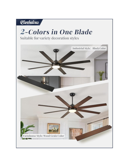 Ventilador de Techo Fanbulous 165 cm con Control Remoto y Luz LED