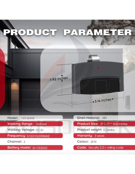 Control Remoto Universal Craftsman 139.30498 para Garaje