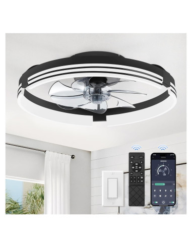 Ventilador de Techo ZMISHIBO 50.8cm con Luz y Control Remoto