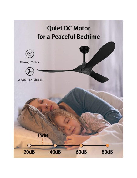 Ventilador de Techo KASASS 132 cm Sin Luz Negro Control Remoto