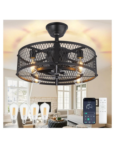 Ventilador de Techo DINGLILIGHTING 20" con Luz y Control Remoto