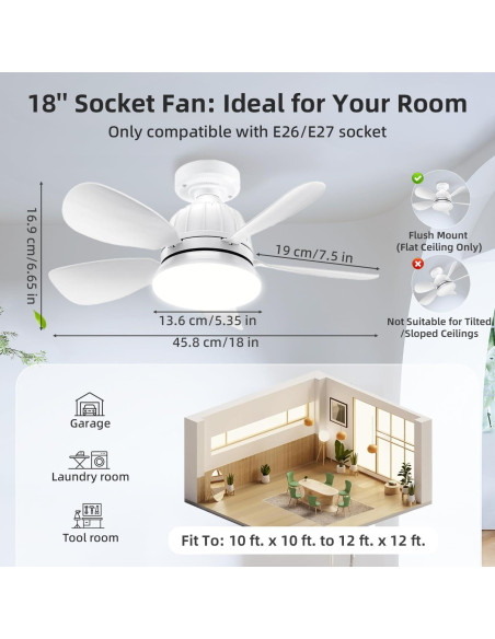 Ventilador de Techo con Luz OSTIVE 45.72 cm Control Remoto