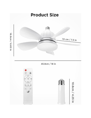 Ventilador de Techo con Luz OSTIVE 45.72 cm Control Remoto