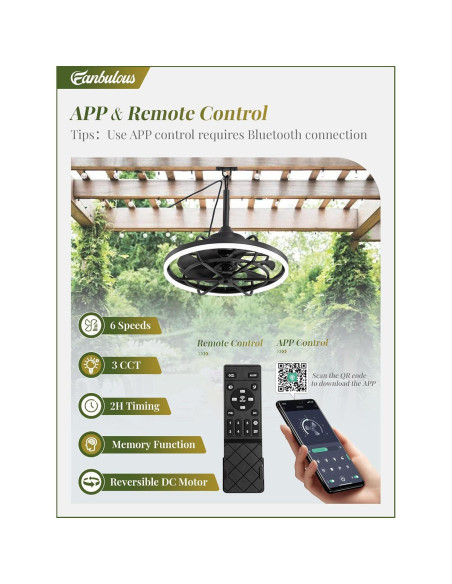 Ventilador de Techo Exterior Fanbulous 20" con Luz y Control Remoto Ventilador de Techo Exterior Fanbulous 20" con Luz y Control Remoto