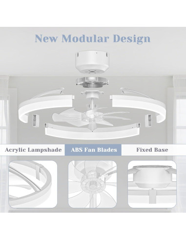 Ventilador de Techo JOFIOS 50 cm con Luz LED y Control Remoto