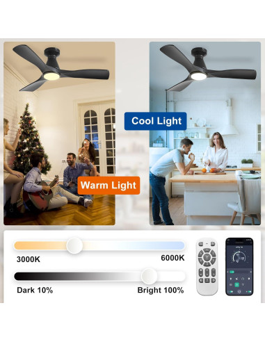 Ventilador de Techo Depuley 106.68 cm con Luz LED y Control Remoto