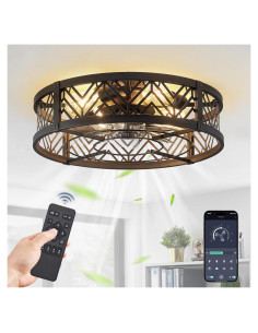 Ventilador de Techo LEDIARY 50.8 cm con Luz y Control Remoto - Negro