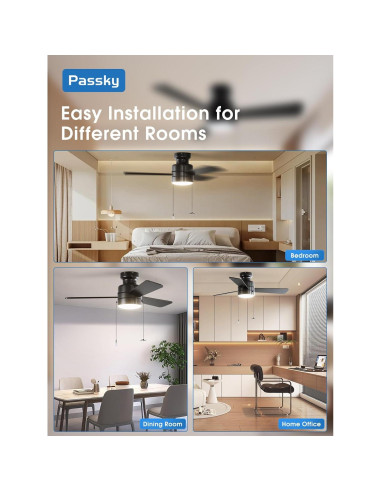 Ventilador de Techo Passky 106.68 cm con Luz y Control Remoto