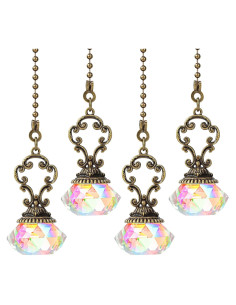 Cadenas de Tirar de Ventilador de Techo Honoson 4 Piezas Cristal