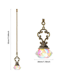 Cadenas de Tirar de Ventilador de Techo Honoson 4 Piezas Cristal 2