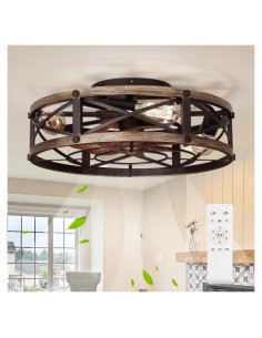 Ventilador de Techo SHLUCE Caged Flush Mount 48cm con Luz