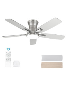 Ventilador de Techo YUHAO 107 cm Níquel con Luz LED y Control Remoto