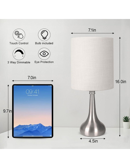 Lámpara de Mesa Táctil Boncoo Regulable 3 Niveles 40.6cm