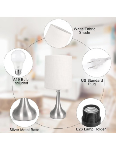 Lámpara de Mesa Táctil Boncoo Regulable 3 Niveles 40.6cm