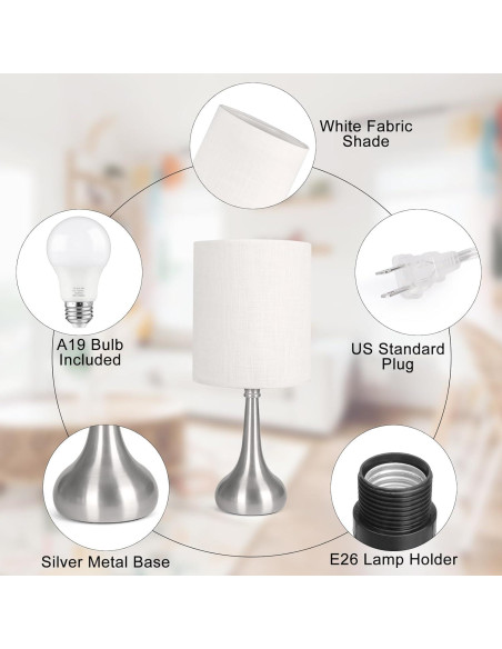 Lámpara de Mesa Táctil Boncoo Regulable 3 Niveles 40.6cm