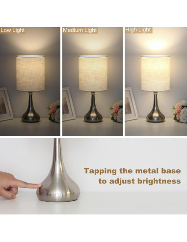 Lámpara de Mesa Táctil Boncoo Regulable 3 Niveles 40.6cm