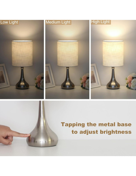 Lámpara de Mesa Táctil Boncoo Regulable 3 Niveles 40.6cm