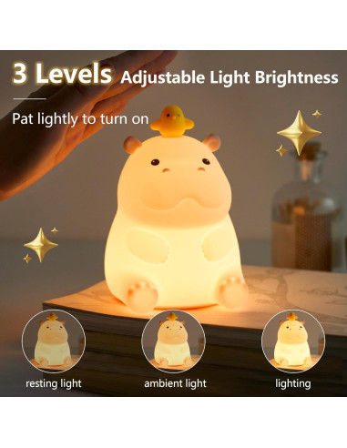 Luz Nocturna Hipopótamo Bemeedligt LED Silicona 12.7cm