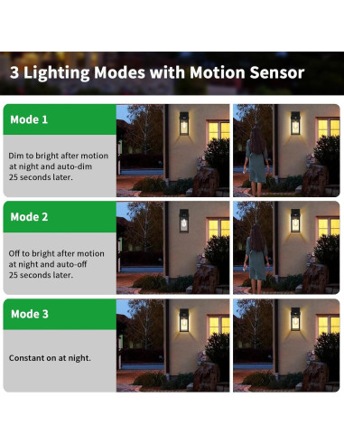 Auzev Luz Solar de Pared Exterior con Sensor de Movimiento 1 Bombilla