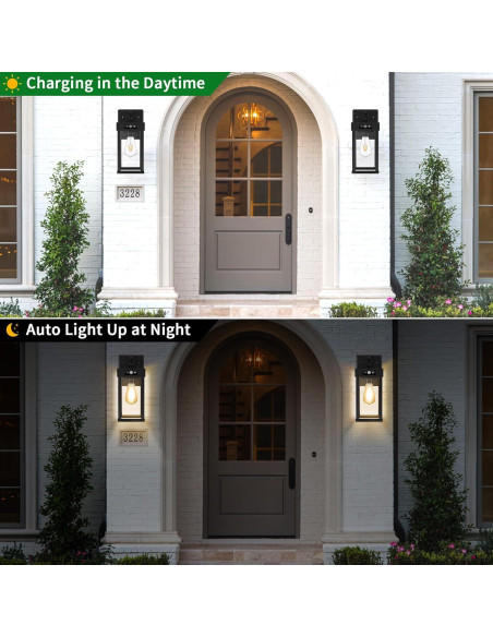 Auzev Luz Solar de Pared Exterior con Sensor de Movimiento 1 Bombilla