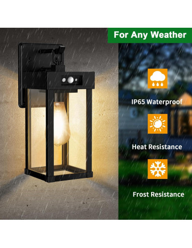 Auzev Luz Solar de Pared Exterior con Sensor de Movimiento 1 Bombilla