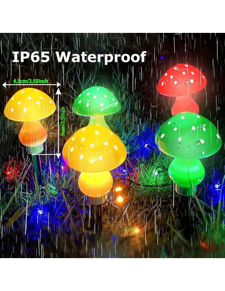 Luces de Jardín Solares LiyuanQ, 8 Hongos LED Multicolor, 7m Luces de Jardín Solares LiyuanQ, 8 Hongos LED Multicolor, 7m