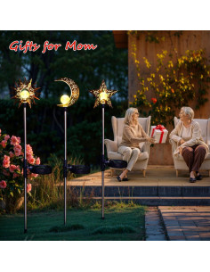 Luces Solares Decorativas Tryme para Jardín - Estaca Luna y Estrella 2