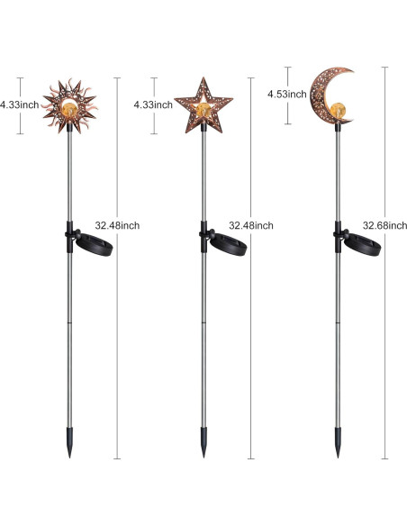 Luces Solares Decorativas Tryme para Jardín - Estaca Luna y Estrella